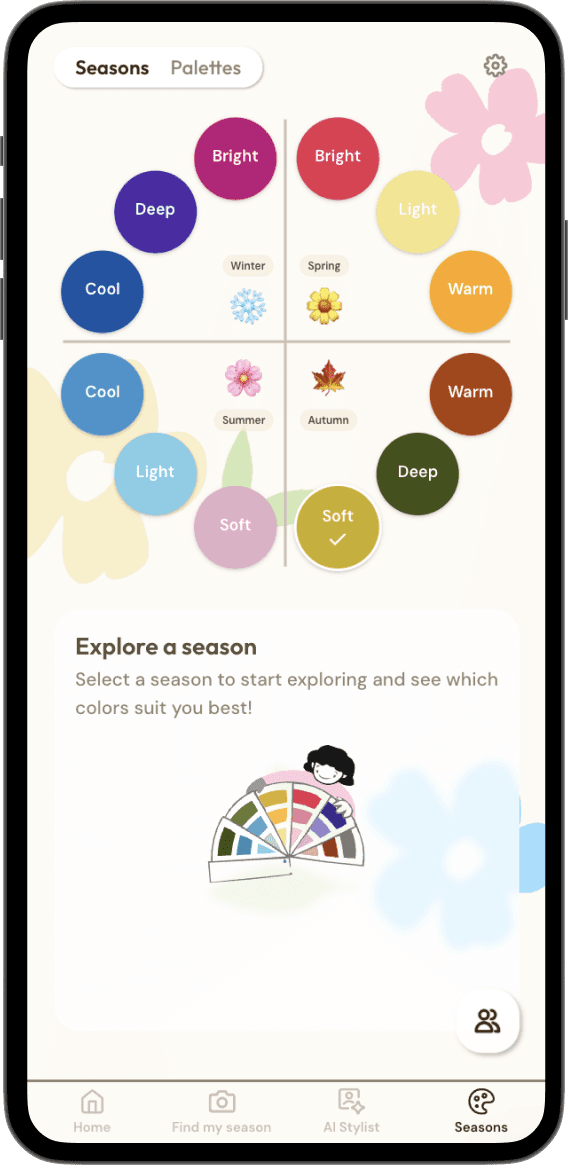 Seasons view in the app (mobile)