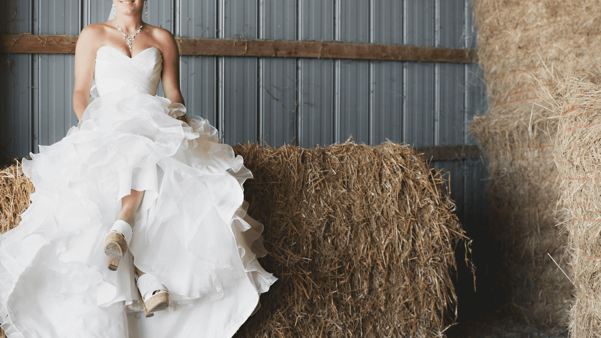 Woman wearing a white wedding dress