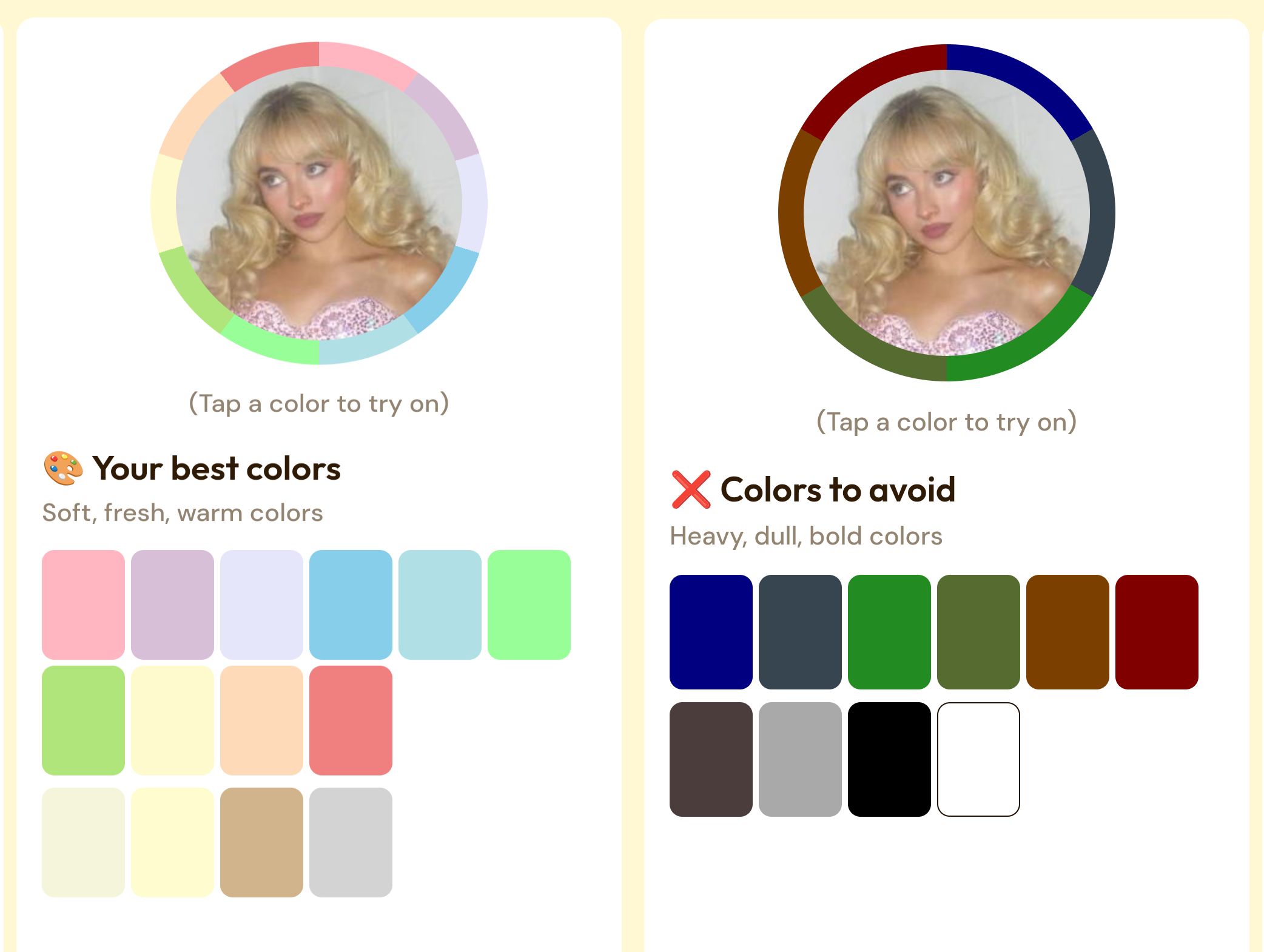 Personal color analysis results