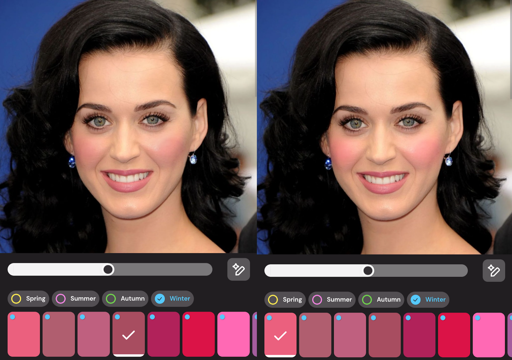 Katy Perry with different shades of winter blush