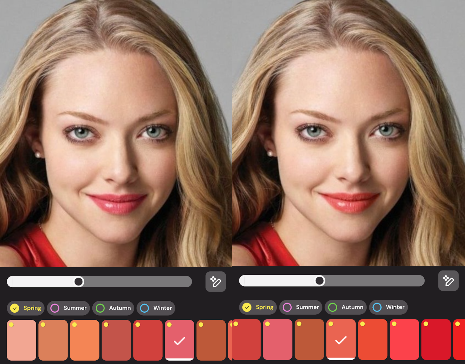 Amanda Seyfried with spring lipsticks