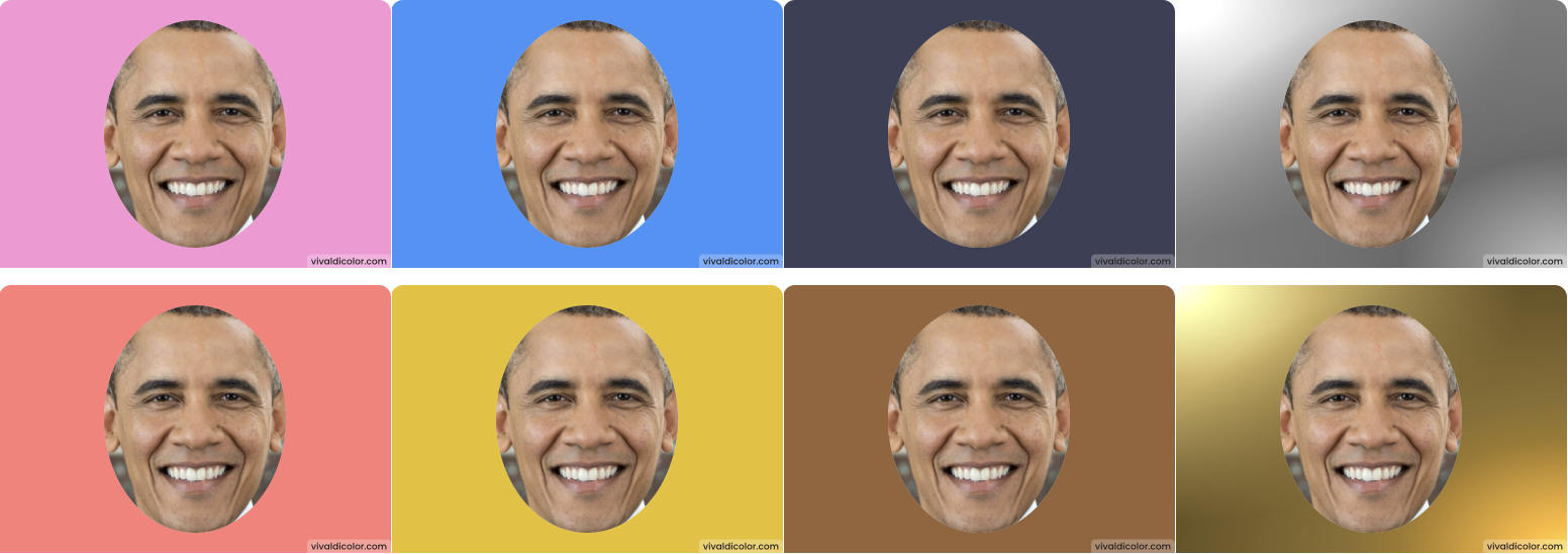 Obama in cool colors on the top row, and warm colors on the bottom row